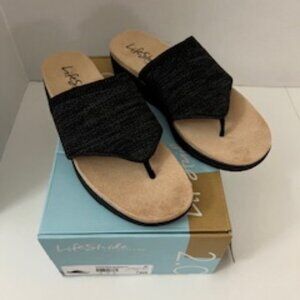 Lifestride Poolside Black Sandal Women's 7W